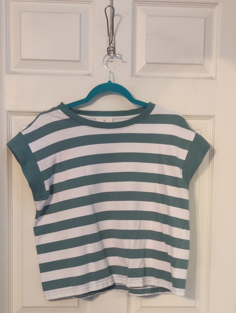 Striped Green & White Women's Tee